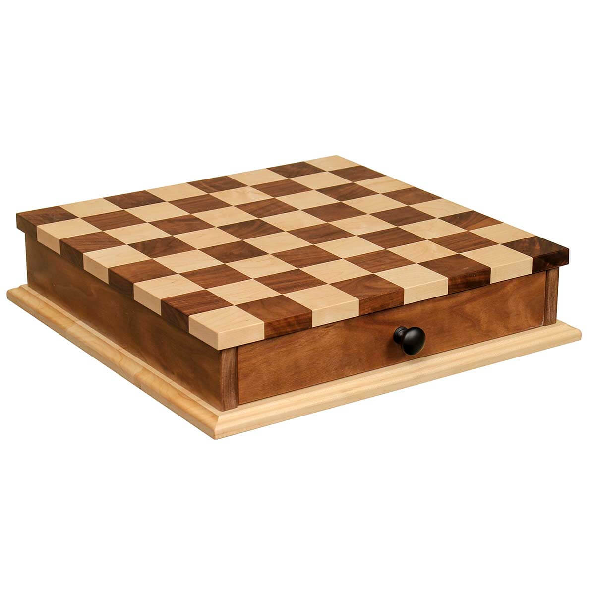 Read more about the article Chess / Checkerboard With Drawer – 18 Inch Maple / Walnut